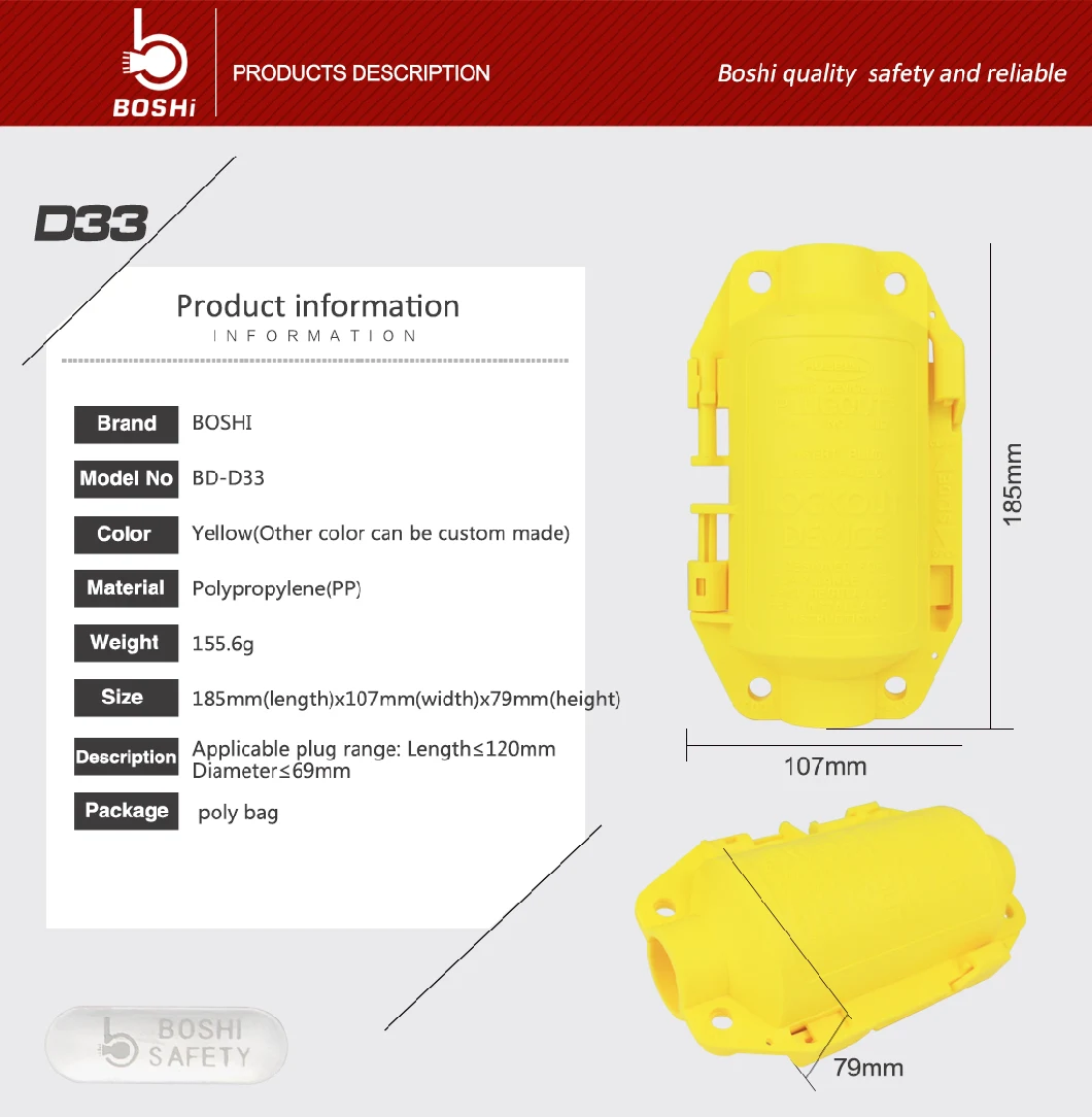 Boshi Yellow Electrical Plug Lockout