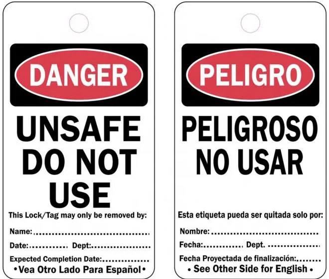 Custom PVC Warning Tag Plastic Waterproof Lockout Signs Tagout Safety Danger Tags