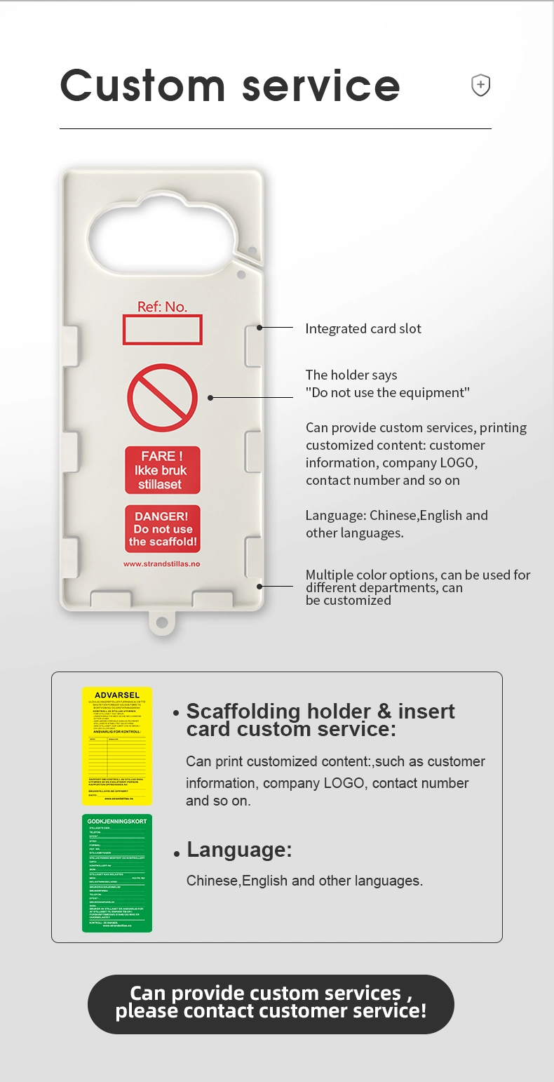 Safety Plastic Scaffold Inspection Tag, Printable Scaffolding Holder Tag Kits, Warning Scaffolding Tags