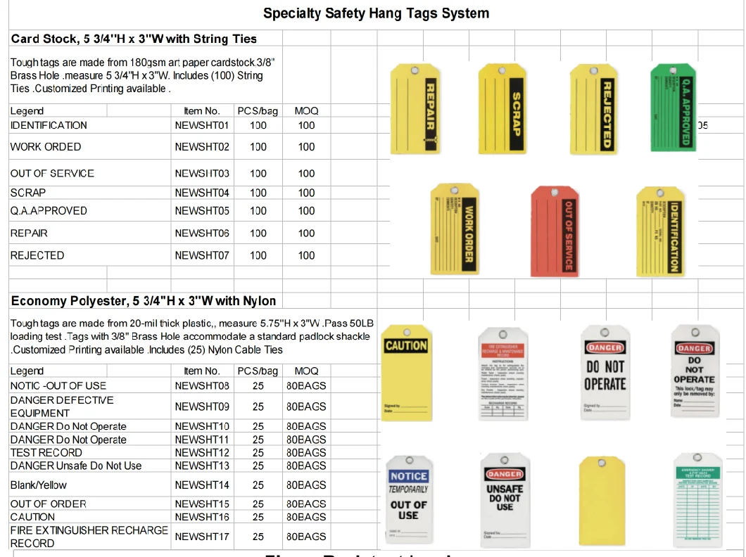 Custom Paper Cardstock Warning Tag Polyester Plastic Waterproof Lock Signs Tagout Tags