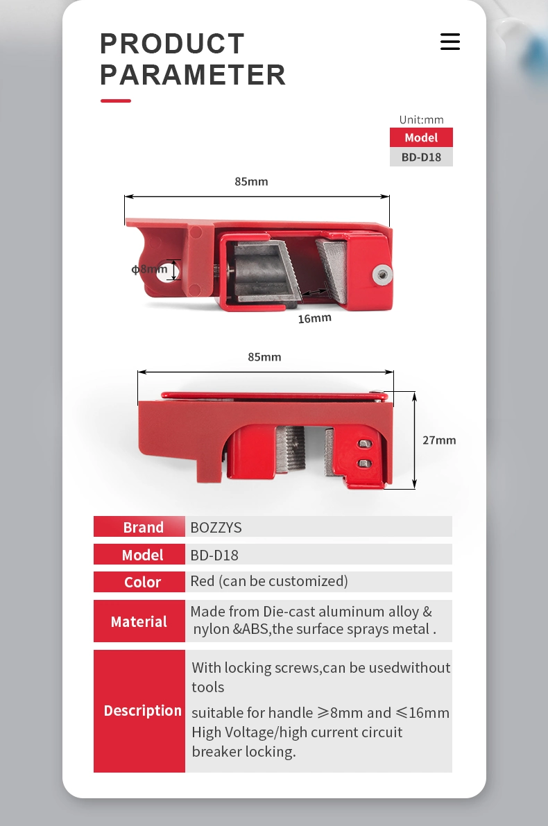 Loto Universal Compact Grip Tight Circuit Breaker Lockout Device for Electrical Insulation Lockout/Tagout