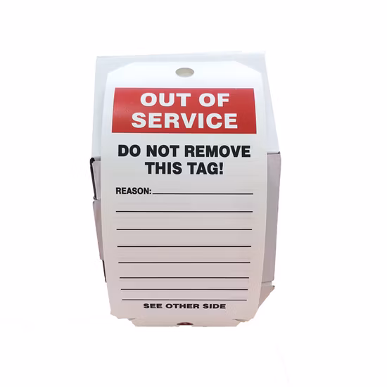 Le etichette di sicurezza Roll Lockout all'esterno del tag di servizio, PVC, bianco, PK250